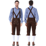 Meeste Saksamaa Baieri Oktoberfest Kost&uuml;&uuml;mikomplekt Pikkade varrukatega ruuduline s&auml;rk koos traksidega p&uuml;kste, 2-osaline komplekt M gray