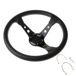 Universaalne autotarvik 14-tolline 360mm seemisnahast/PVC-st auto v&otilde;idus&otilde;idu rooliratas S&uuml;gava koonusega driftimise spordirool must