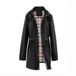 Naiste trenchcoat, veekindel tuulejope, ruudulise voodriga kerge pikk mantel s&uuml;giseks ja kevadiseks 3XL black