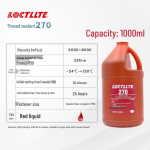 243 Anaeroobne liim: K&otilde;rge temperatuuri ja &otilde;likindel keermelukitse hermeetik (222, 242, 262, 270, 272) 270-1000ml (Includes two 50ml red bottles)