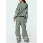 Naiste &uuml;legabariidiline kapuutsiga pusa ja laia s&auml;&auml;rega p&uuml;kste komplekt Pehme puuvillasegu Streetwear Vabaaja riietus Talv XS gray