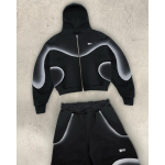 Gootiline Streetwear Kapuutsiga T&otilde;mblukuga Dressipluusikomplekt Graafilise Prindiga Mehed Naised Medium gray