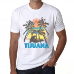 Meeste vintage T-s&auml;rk Graafiline T-s&auml;rk Suvine kolmnurk Tijuana valge XS valge