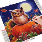 Teemantmaal T&auml;ispuur &uuml;mmargune &ouml;&ouml;kull kunst Teemantk&otilde;rvits Tikand Rhinestones Pilt Halloween 30x30CM