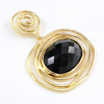 Les Tr&eacute;sors De Lily [G7622] - Pendentif Plaqu&eacute; Or 'Chlo&eacute;' Noir must