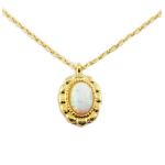 7bis [R1402] - K&auml;sit&ouml;&ouml;na valmistatud kullast opaalist kaelakee  Sissi  - 10x7 mm valge