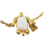 7bis [R1501] - Bracelet artisanal 'Tortue' blanc opale dor&eacute; -  10x7 mm valge