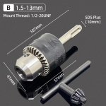 1 tk 2&ndash;13 mm / 1,5&ndash;10 mm metallist h&uuml;lsiga puur padruniga puurimine, kiirvahetusotsakadapteri muundur SDS-adapteri riistvara t&ouml;&ouml;riistatarvikud
