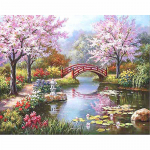 Cherry Blossom Path Deceery DIY numbrite j&auml;rgi kaasaegne seinakunst l&otilde;uendimaal Unikaalne kingitud kodukaunistus 40x50cm 40x50cm no frame