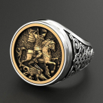 Meeste kuldne h&otilde;bedane Kahev&auml;rviline Punk Ring Heroic Knight Party Hip Pop ehted 7