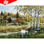 5D Teemantmaalikomplekt &Otilde;un Puu rand Meremaastik Teemanttikandid Ristpistes juga Pildid kividest mosaiikkaunistus Full Round 20X30CM punane