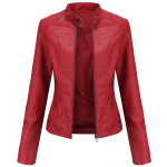 Naiste kunstnahast rattajope PU mootorratta vabaaja lukuga &otilde;huke mantel k&auml;rbitud v&otilde;idus&otilde;itja Moto pommitaja &uuml;ler&otilde;ivad suures suuruses S-4XL &uuml;lem&otilde;&otilde;duline mood uus 4XL veinipunane v&auml;rv