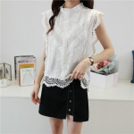 Suvine varrukateta volangidega naiste s&auml;rgipluus Naistele naiste topid ja pluusid pitsilised seksikad s&auml;rgid naiste top plusssuuruses 14733 M must