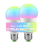 2 pakett 9W WiFi nutikas lambipirn MFI Homekit E27 LED RGB RGBW h&auml;mardatav lamp, mis &uuml;hildub Apple Homekit Siri Alexa Google Assistantiga