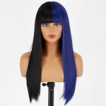 MERISIHAIR naiste moodne pikk sirge parukas tukkidega s&uuml;nteetilisest kiust ombre must hall, pikk igap&auml;evane sirge parukas 60 cm