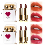 Hengfang 2Set/Lot k&otilde;rvaklapid Love Icon Double Tube Mittenakkuv Cup Kauakestev Veekindel huulepulk Matte K&otilde;rvaklapi Kuju Huulepulk Alasti Punased Huuled Meik
