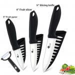 Keraamiline nugade komplekt 3 4 5 6 tolline k&ouml;&ouml;ginugade komplekt puu-k&ouml;&ouml;giviljade viilutamiseks tsirkooniumi valge teraga kokanoad 345inch peeler must