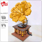 Lezi 00937 Retro fonograaf grammofon muusikapleier Jukebox plaadimasin miniplokid klotsid ehitusm&auml;nguasi lastele ilma kastita