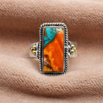 Kahe tooniga ogaline austri t&uuml;rkiissinine kalliskivi k&auml;sitsi valmistatud tahke 925 sterlingh&otilde;bedast disainers&otilde;rmuse ehe kingitus talle 5