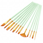 12 tk. pintslite komplekt, mitme keskmise suurusega pintslitega nailonjuustega pintslite komplekt Artist Akr&uuml;&uuml;lakvarellile roheline