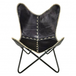 Must nahast Vintage Relax Arm Butterfly Tooli kokkupandav iste Modern Sling Lounge 36 H x 29.5 W x 29.5 D must