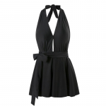 Naiste ujumistrikoo suvine seksikas V-kaelusega seljata &uuml;hes t&uuml;kis seeliku stiilis p&auml;itsetega ujumisriided XL