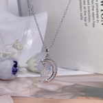 Klassikaline 925 Sterling Silver Vs2 Diamond kaelakee ripats naistele H&otilde;bedane 925 Ehe Kuu Ripats Teemant Kaelakee Ehted valge