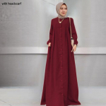 N&ouml;&ouml;p Ees Kaftan R&uuml;&uuml; Pikkade Varrukatega S&auml;rgi Tasku Naiste Maxi Kleit R&uuml;&uuml; L&auml;his-Ida mudelid Moslemi stiilis Tagasihoidlikud riided S&uuml;gis 5XL