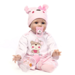 55 cm NPK Kids Reborn Baby Vin&uuml;&uuml;l Elutruu vasts&uuml;ndinud nukut&uuml;druku riidest keha 55CM roosa