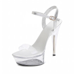 Naiste Crystal Show Stripper kontsad selged kingad k&otilde;rged kontsad sandaalid naiste l&auml;bipaistvad pulmakingad 20 cm konts 10 cm platvormist LFD 34 sinine