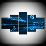 5 t&uuml;kki Maastik Sinine Kuu Lumi M&auml;gi J&auml;rv L&otilde;uend Maali &ouml;&ouml;vaade Plakatid ja v&auml;ljatr&uuml;kid Seinapildid Kodukaunistus Ilma raamita 20x35cm*2 20x45cm*2 20x55cm*1