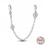 H&otilde;bedane Kinnitus P&auml;ris 925 H&otilde;bedane CZ Tsirkoon Pave Mustriga Klamber Daisy Beads Stopper Fit Moe stiil K&auml;ev&otilde;ru Charms Ehted