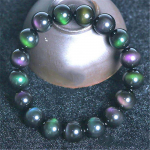 Lihtne vikerkaaresilm Obsidiaani helmestega Naised Meeste Looduskivist k&auml;ev&otilde;rud &Otilde;nnelikud ehted Aksessuaarid 10MM mitmev&auml;rviline