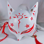 Uus Jaapani Anime Rebasemask Tuttide ja Kellukestega Kirsi&otilde;ied Kassi Mask Cosplay Peotarvikud Maskeraad Kabuki Kitsune B