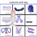 Sangonomiya Kokomi Cosplay kost&uuml;&uuml;m Genshin Impact Kokomi Tube Top kleidikomplekt Cosplay kost&uuml;&uuml;mikomplektid seljakaunistuse parukaga L-costume wig