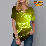 Naiste suvine T-s&auml;rk Shining Deer Print L&uuml;hikeste varrukatega T-s&auml;rgid Vabaaja topid V&auml;ikesed V-kaelusega l&uuml;hikesed varrukad XS sinine