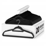 Velvet riidepuud 20 pakk &ndash; riidenagi koos lipsuga &ndash; libisemiskindel, p&ouml;&ouml;rlev konks, &otilde;hukesed vildist riidepuud &ndash; &uuml;likonnad, riided, p&uuml;ksid, riidenagi &ndash; must 20pcs must