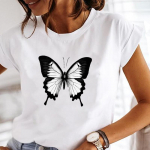 (Aasia suurus) T-s&auml;rk akvarell Armas O-kaelusega liblikas riietus Moodne t-s&auml;rk vabaaja l&uuml;hikeste varrukatega naiste prinditud naiste graafiline T-s&auml;rk S