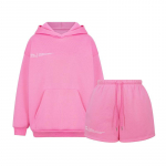 Naiste kampsun l&uuml;hikesed p&uuml;ksid &uuml;likond Mood Sport LOGO Pikkade varrukatega Pullover Kapuutsiga kampsun Kaheosaline roosa S roosa