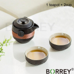 BORREY keraamika teekannu tassikomplektid Kaasaskantavad reisiteekomplektid Must keraamiline teekann Gaiwan Teetassid teetseremoonia teetass Peened kingitused Tea set (no bag)