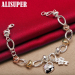 925 h&otilde;bedane s&uuml;damelukk, ristikheina lill AAA tsirkoonist k&auml;ev&otilde;ru ehted 20cm