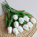 12 tk kunsttulbid Real Touch Pehme PU v&otilde;ltslilled Kunstlilled koduaia magamistoa peoks pulmade aknalaua sisehoovi kaunistamiseks valge