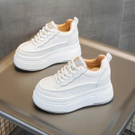 Fujin 9 cm naiste platvormkiil vabaaja s&uuml;gise lehm ehtsast nahast naisele kindlad ergonoomilised poolsaapad paksud tossud kevadkingad 36 valge