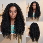 CharmSource pikk must pitsiline eesmine parukas S&uuml;nteetilised parukad beebijuuksed mustadele naistele Looduslik suure tihedusega kuumakindel igap&auml;evaseks kasutamiseks