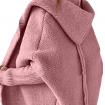 S&uuml;gis- ja talvine naiste kampsun kapuutsiga kootud kampsuni m&uuml;ts krae Temperament Commuter Bat varrukas Pehme lahtise seljaga splaissing kampsun S roosa