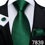 Meeste lipsukomplekt roheline lips Formaalne siidist lips taskur&auml;tik mansetin&ouml;&ouml;pide komplekt pulmaaksessuaaridele Dibangu N-7839