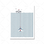 Surfer Wave Canavs maalib h&otilde;ljuvat naist lehtedes Prindid P&otilde;hjala mere Origami Boat Mere Plakat Kodu Kunst Dekoor Pildid 21x30cm No Frame
