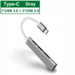 4-&uuml;hes USB 3.0 jaotur, 4-pordiline mitme jaoturi adapter USB2.0 USB3.0 OTG-funktsiooniga, C-t&uuml;&uuml;pi jaotur, s&uuml;learvuti s&uuml;learvuti tarvikute jaoks, klaviatuuri U-ketta jaoks type c