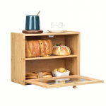 1 tk, Creative Bamboo hoiukarp &ndash; suure mahutavusega ristk&uuml;likukujuline leivakast t&auml;ispuidust sahtliga suupistete ja majapidamistarvikute jaoks