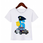 Uued numbrid 1-10 politseiauto s&uuml;nnip&auml;evaks tr&uuml;kitud T-s&auml;rk Laste politseiauto s&uuml;nnip&auml;eva poisi T-s&auml;rk kingitus 140cm